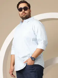 Sztori Plus Size Premium Micro Ditsy Printed Pure Cotton Casual Shirt