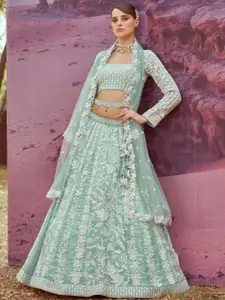 panchhi Embellished Beads & Stones Semi-Stitched Lehenga & Unstitched Blouse With Dupatta