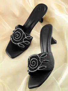 House of Pataudi Embellished Kitten Sandals