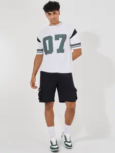 Styli Men Printed Oversized Varsity Crew Neck T-Shirt