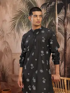 Sangria Men Ethnic Motifs Printed Band Collar Kurta