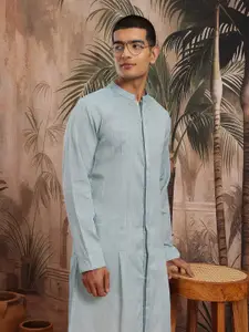 Sangria Mandarin Collar Button-Down Front-Open Straight Kurta