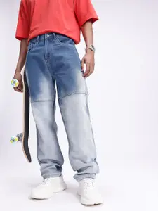 Kook N Keech Men Pure Cotton Cropped Relaxed Fit Heavy Fade Jeans