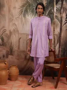 Sangria Men Foil Ethnic Printed Regular Kurta with Trousers