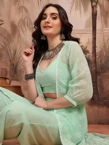 Sangria Floral Co-Ords With Sheer Shrug