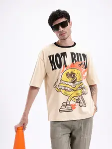 Kook N Keech Men Printed Pure Cotton Oversized T-shirt