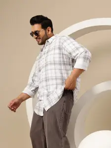 Sztori Plus Size Cotton Checked Casual Shirt