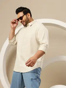 Sztori Plus Size Cotton Textured Casual Shirt