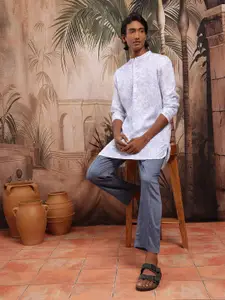 Sangria Men Floral Printed Above Knee Kurta