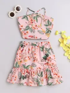 taffykids Girls Printed Top with Skirt