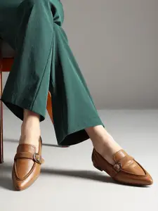 Kenneth Cole Leather Women Leather Loafers With Buckle Detail