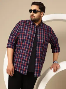 Sztori Plus Size Premium Checked Pure Cotton Casual Shirt
