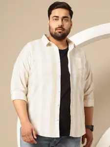 Sztori Plus Size Premium Striped Pure Cotton Casual Shirt