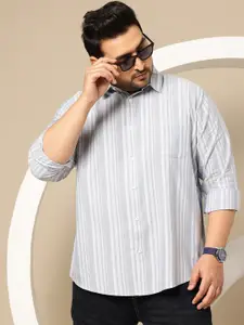 Sztori Plus Size Premium Striped Pure Cotton Casual Shirt