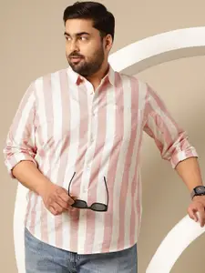 Sztori Plus Size Premium Striped Pure Cotton Casual Shirt
