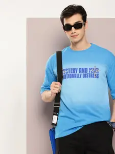 Kook N Keech Pure Cotton Typography Printed Drop-Shoulder Sleeves Oversized T-shirt