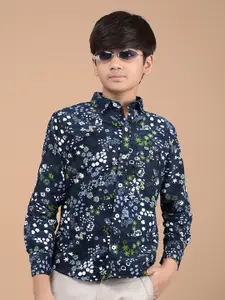 Crimsoune Club Boys Premium Slim Fit Floral Opaque Printed Casual Shirt