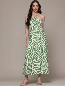 MANGO Print Halter Neck Sheath Maxi Dress