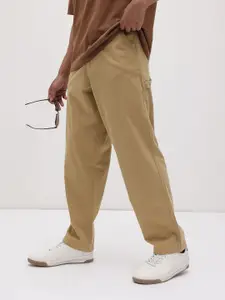 The Roadster Life Co. Men Mid-Rise Pure Cotton Relaxed Fit Carpenter Trousers