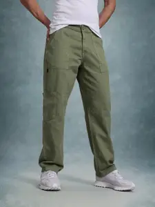 The Roadster Life Co. Men Straight Fit Cargo Twill Trousers