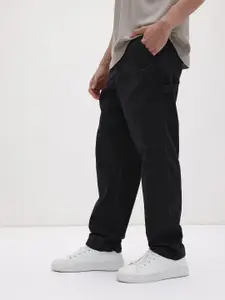 The Roadster Life Co. Men Mid-Rise Relaxed Fit Pure Cotton Trousers