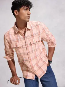 WROGN Pure Cotton Comfort Fit Tartan Checks Opaque Casual Shirt