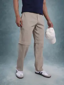 The Roadster Life Co. Men Mid-Rise Pure Cotton Straight Fit Trousers with Cut & Sew Detail