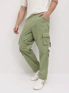 The Roadster Life Co. Men Mid-Rise Relaxed Fit Pure Cotton Cargos Trousers