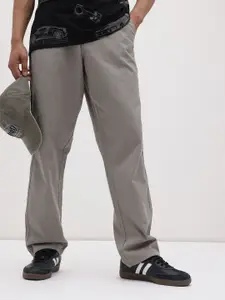 The Roadster Life Co. Men Mid-Rise Relaxed Fit Pure Cotton Trousers