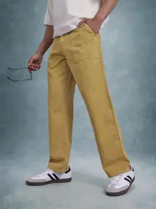 The Roadster Life Co. Men Mid-Rise Pure Cotton Relaxed Fit Cargo-Style Trousers