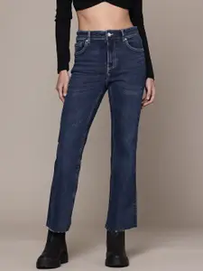 MANGO Women Flared Cropped Stretchable Jeans