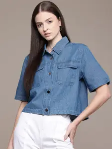 Mango Boxy Fit Chambray Pure Cotton Casual Shirt