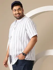 Sztori Men Plus Size Striped Casual Shirt