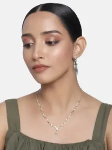 Anouk Gold Plated Stone Studded Necklace with Earrings Jewlery Set