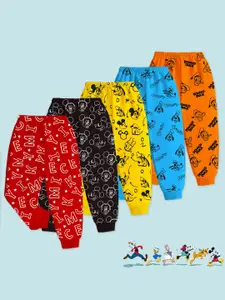 Disney By Miss and Chief Boys Pack Of 5 Printed Mid Rise Joggers