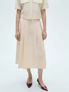 MANGO Pure Cotton Pleated Midi-skirt