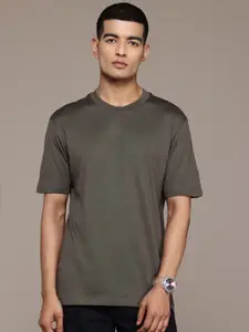 MANGO MAN Men Drop-Shoulder Sleeves Pure Cotton Slim Fit T-shirt