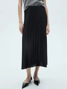 MANGO Accordion Pleats Solid Skirt