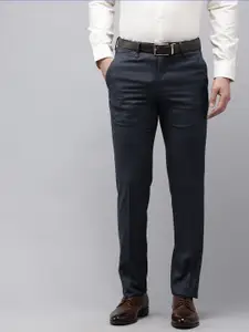 Van Heusen Men Checked Slim Fit Formal Trousers
