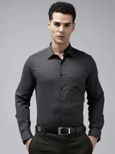 Van Heusen Slim Fit Opaque Self Design Textured Pure Cotton Formal Shirt