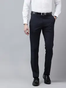 Van Heusen Men Textured Slim Fit Formal Trousers
