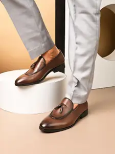 House of Pataudi Men Leather Formal Slip-On Shoes