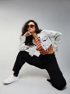 DOLCE CRUDO Women High-Rise  Wide Leg Stretchable Jeans