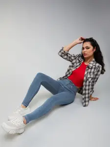 DOLCE CRUDO Women Skinny Fit High-Rise Stretchable Jeans