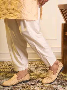 FAUSTO Men Embroidered Sequin Velvet Mojaris