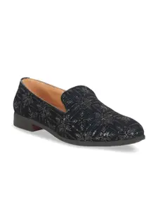 FAUSTO Men Sequin Embroidered Velvet Mojaris