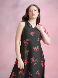 DressBerry Floral Print A-Line Midi Dress