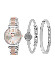 Curren Women Brass tainless Steel Bracelet Style Straps Analogue Watch 1660-TT-SHW+09&11