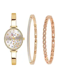 Curren Women Brass Embellished Dial Analogue Watch 1842-GWh+JHW-10&11-Rose Gold