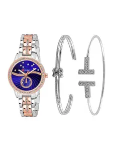 Curren Women Brass Embellished Dial Analogue Watch 1342-TTBL+JW-02&06-Blue